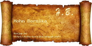 Hohn Borsika névjegykártya